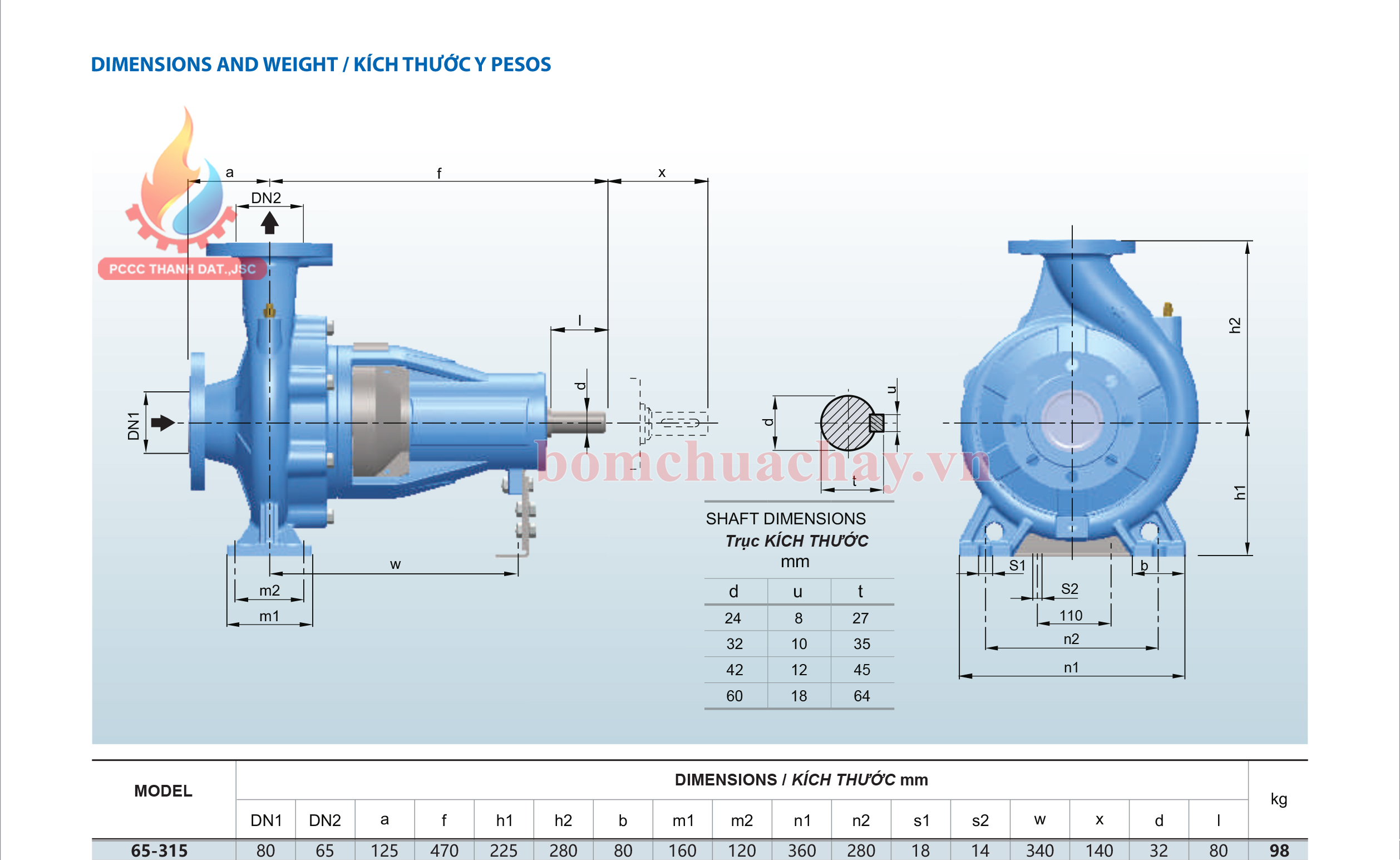 máy bơm chữa cháy inter ca65-315-60hp