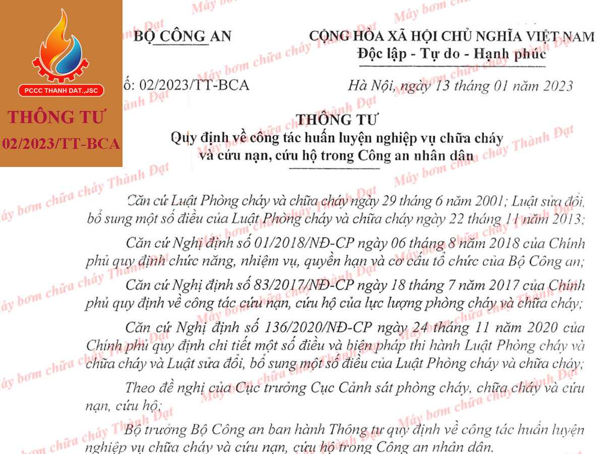 Thông tư 02/2023/TT-BCA quy định về công tác huấn luyện PCCC