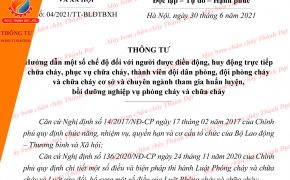 Thông tư 04/2021/TT-BLĐTBXH chế độ đối với người tham gia PCCC
