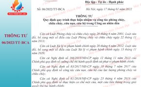 Thông tư 06/2022/TT-BCA quy trình thực hiện nhiệm vụ PCCC, CNCH trong CAND