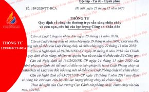 Thông tư 139/2020/TT-BCA quy định về công tác thường trực chữa cháy và CNCH