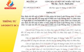 Thông tư 149/2020/TT-BCA hướng dẫn thi hành Luật PCCC