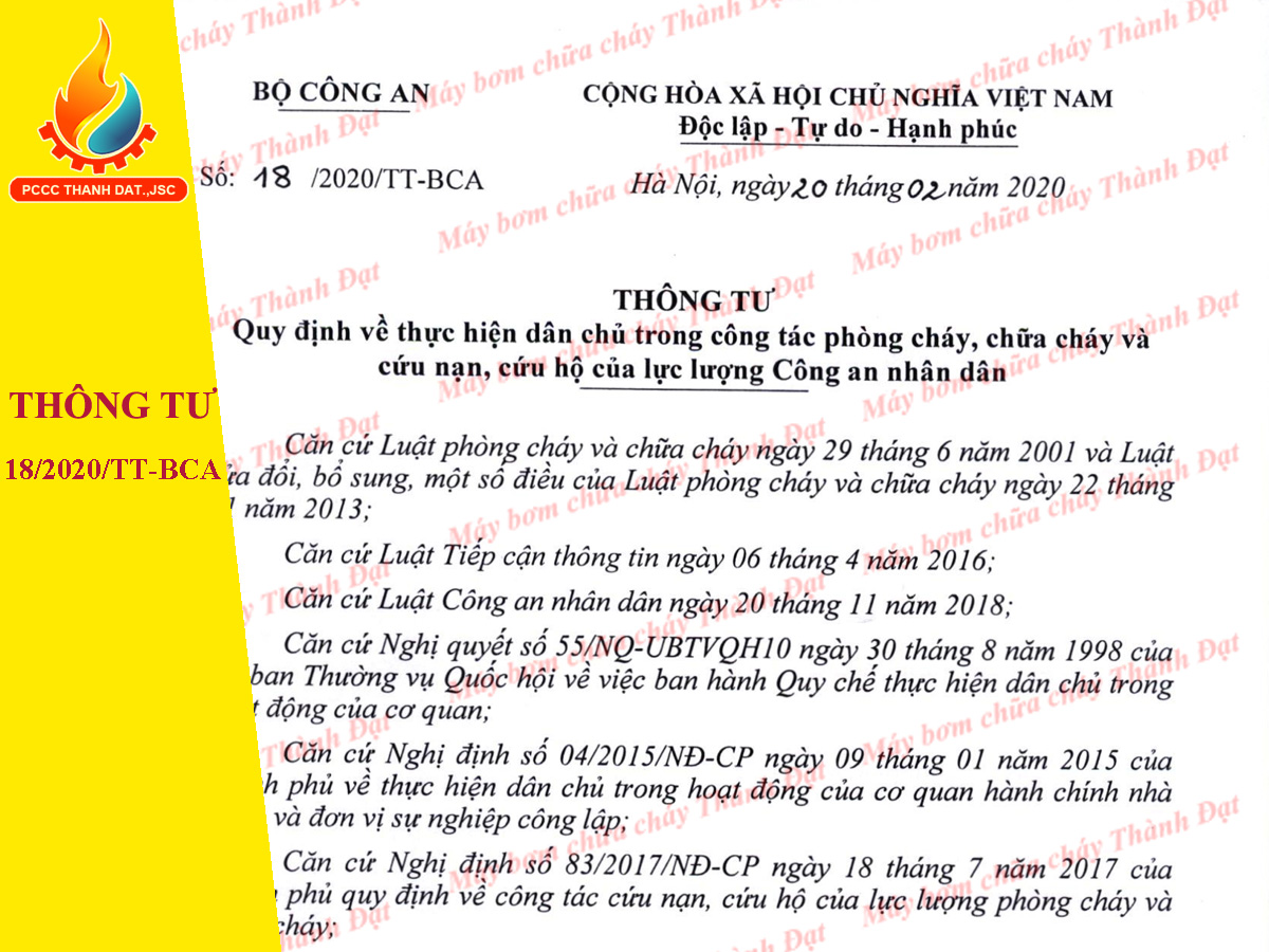 Thông tư 18/2020/TT-BCA quy định về thực hiện dân chủ trong PCCC và CNCH