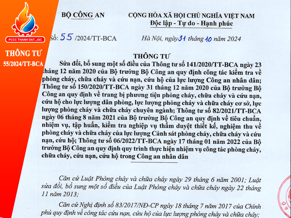 Thông tư 55/2024/TT-BCA sửa đổi, bổ sung một số điều của Thông tư 141/2020/TT-BCA Thông tư 55/2024/TT-BCA sửa đổi, bổ sung một số điều của Thông tư 141/2020/TT-BCA