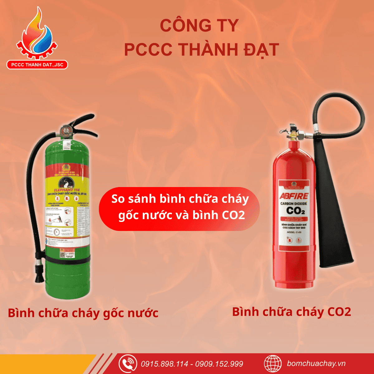 So sánh bình chữa cháy gốc nước và bình CO2 So sánh bình chữa cháy gốc nước và bình CO2