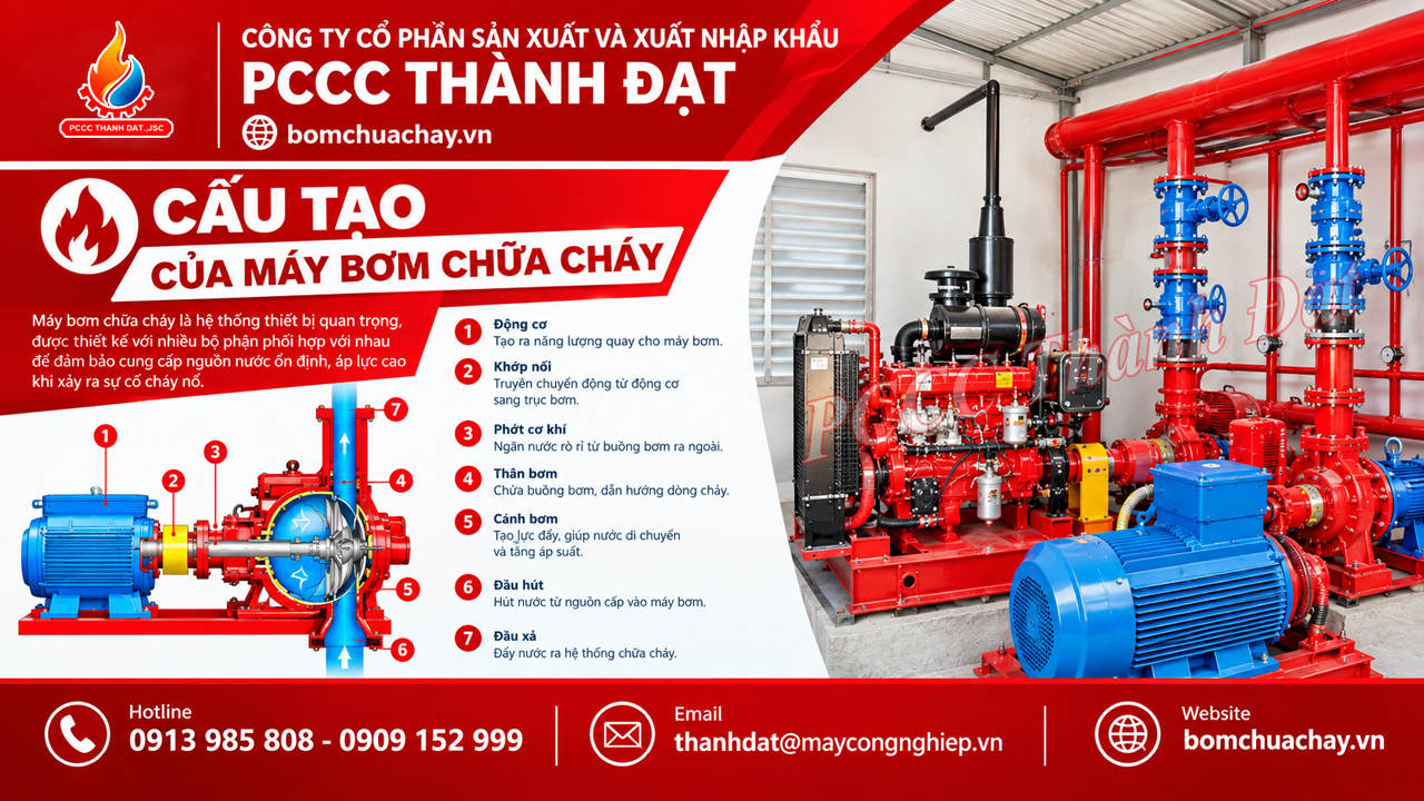 Cấu tạo của máy bơm chữa cháy Cấu tạo của máy bơm chữa cháy