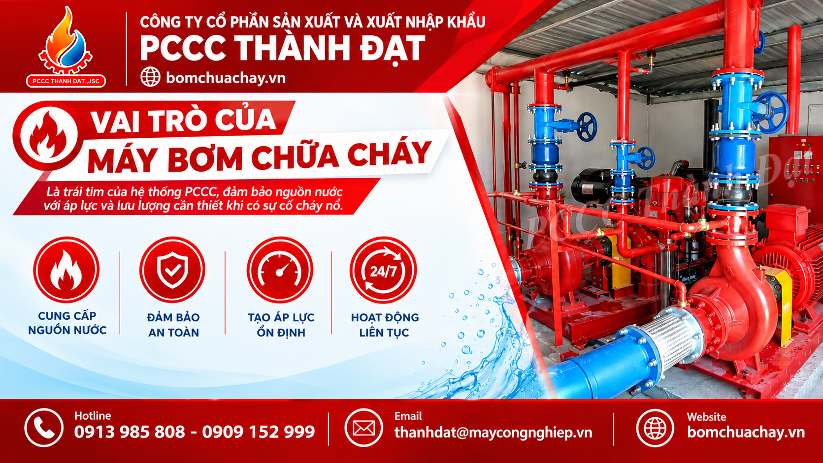 Vai trò của máy bơm chữa cháy trong hệ thống PCCC